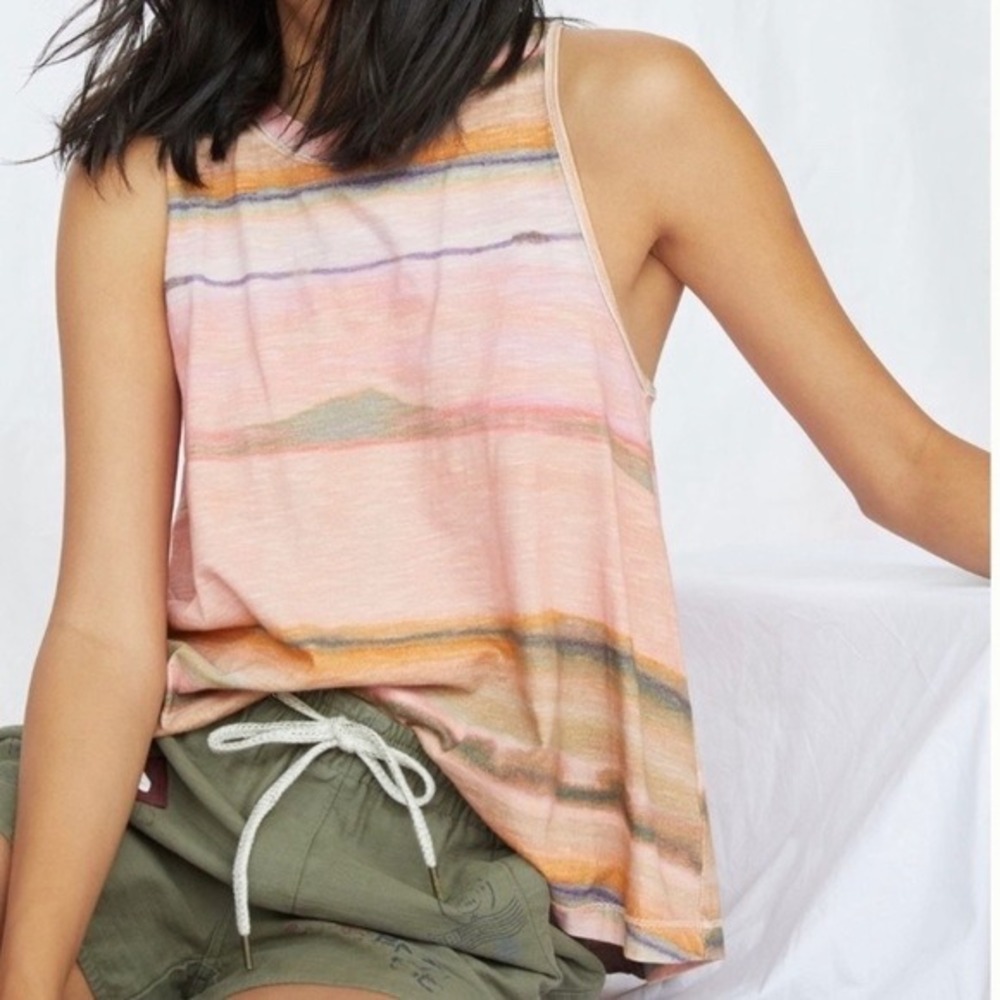 Pilcro Anthropologie Pink Striped Twist Back Tank Top L 100% Cotton